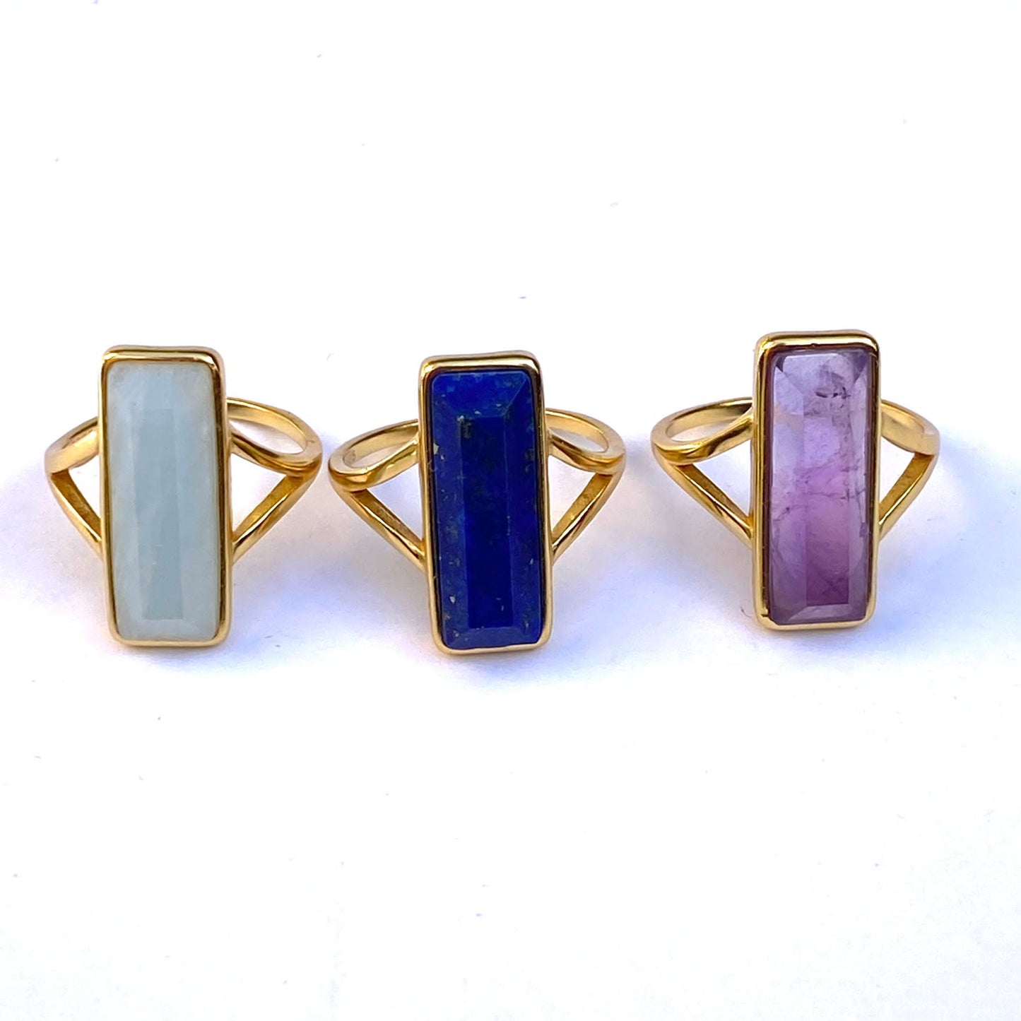 Rectangle Amethyst Gemstone Ring-2