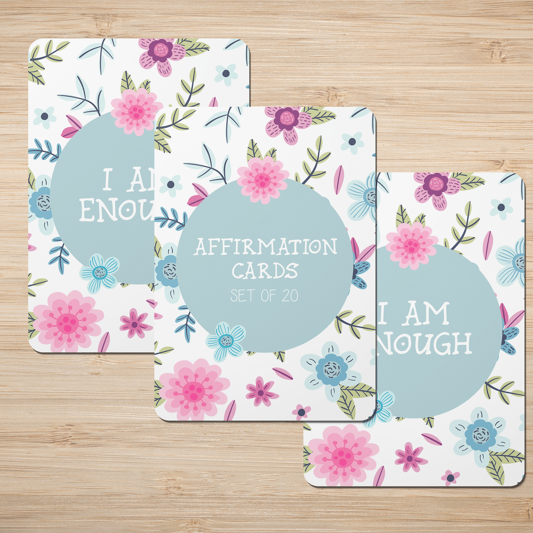 Pink Flowers Affirmation Cards - Set of 20-1