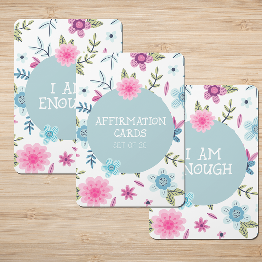 Pink Flowers Affirmation Cards - Set of 20-1